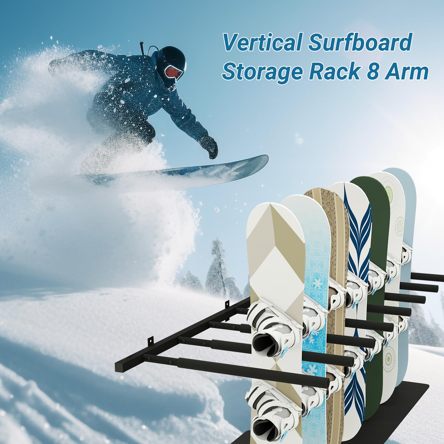 Neorexon Surfboard Wall Mount Rack 8 Arms, Surfboard Rack with